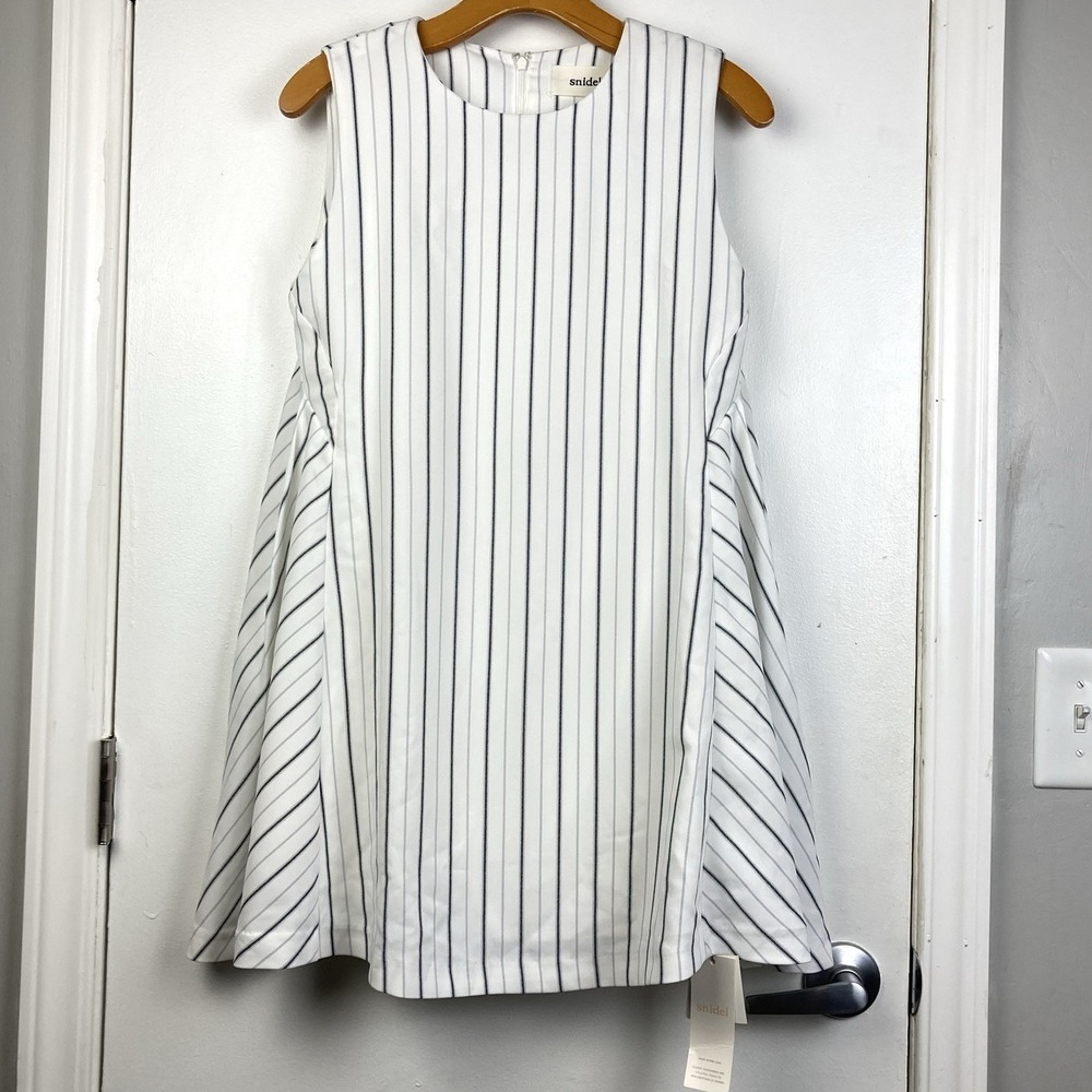 Snidel NWT One Size Striped Badydoll Sleeveless White Mini Summer Dress Nautical